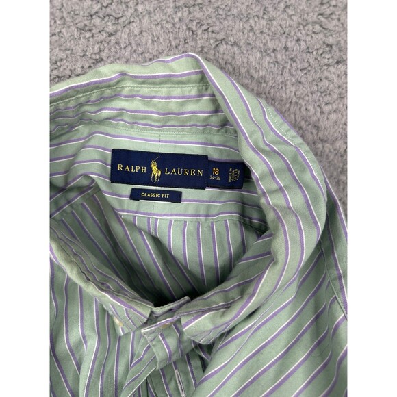 Ralph Lauren Button Down mint and purple sz 18 34-35 - Picture 7 of 7